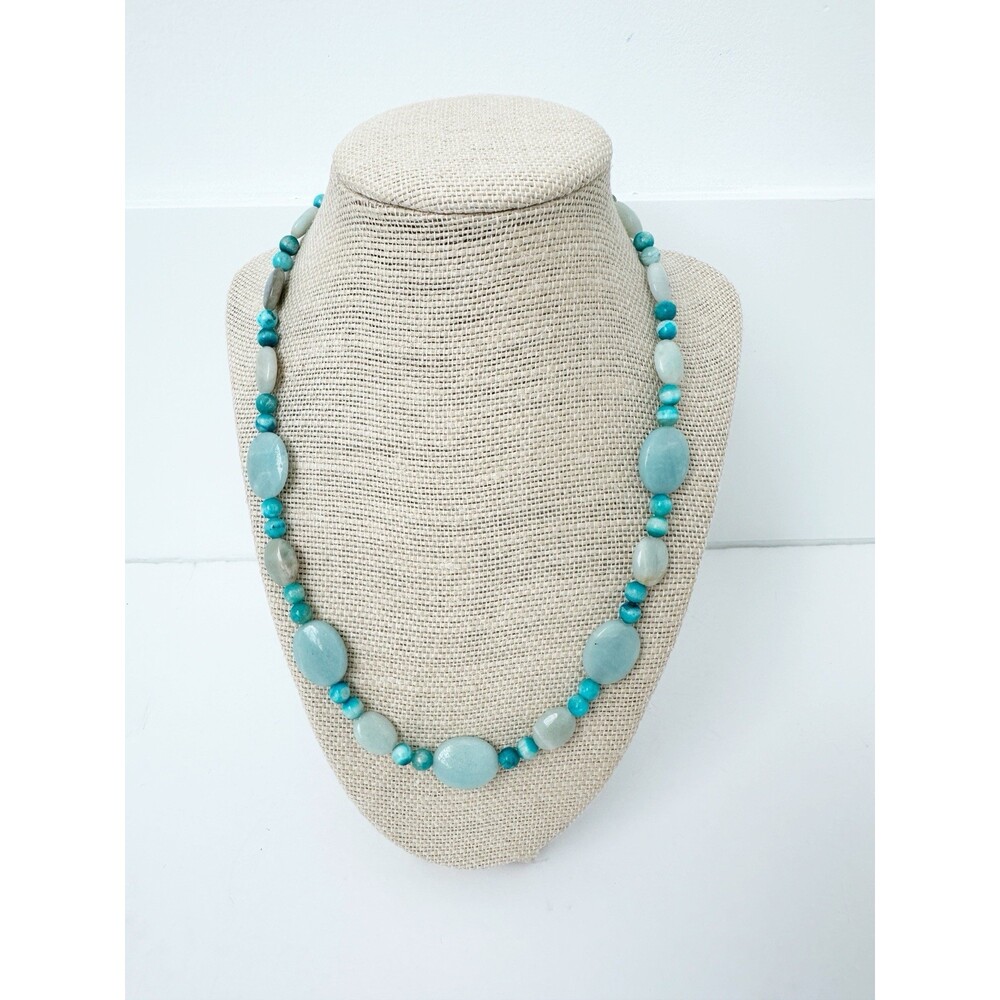 NWT Genuine Hemimorphite & Amazonite Beaded Necklace Blue
